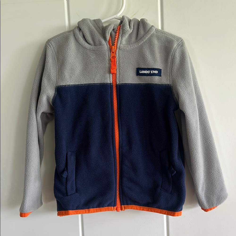 Lands' End Kids Gray and Blue Fleece Jacket